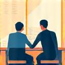Icon of two people at a table with blueprints